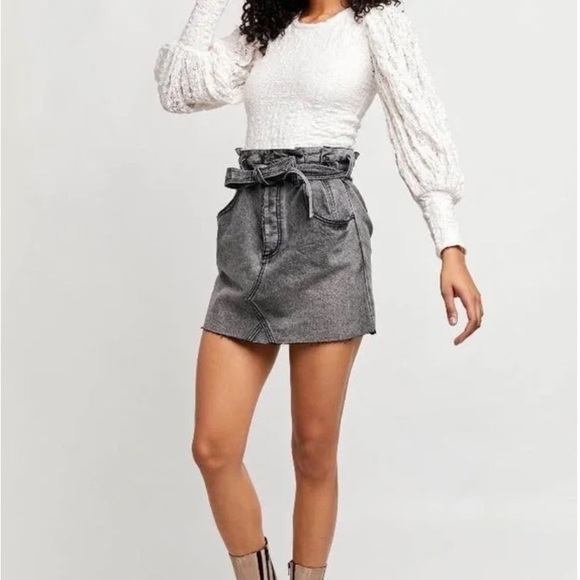 NWT FREE PEOPLE EAST OF EDEN MINI DENIM SKIRT washed black size 26 - Picture 2 of 9